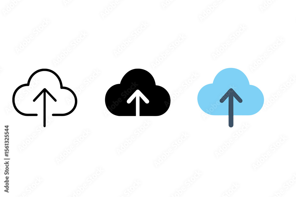 Poster cloud upload icon set vector illustration in simple style for digital design and interface projects