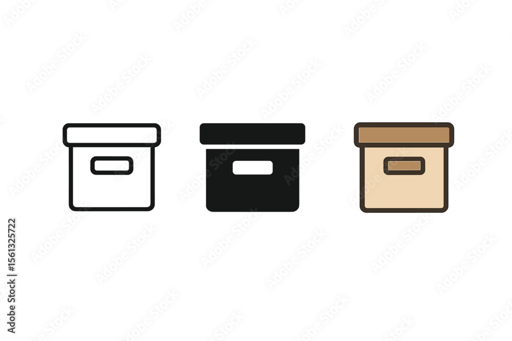 Poster minimalist archive box icon set vector illustration in simple compose style for digital design