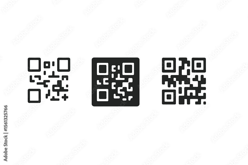 Poster qr code icon set vector illustration in simple style for digital design and apps