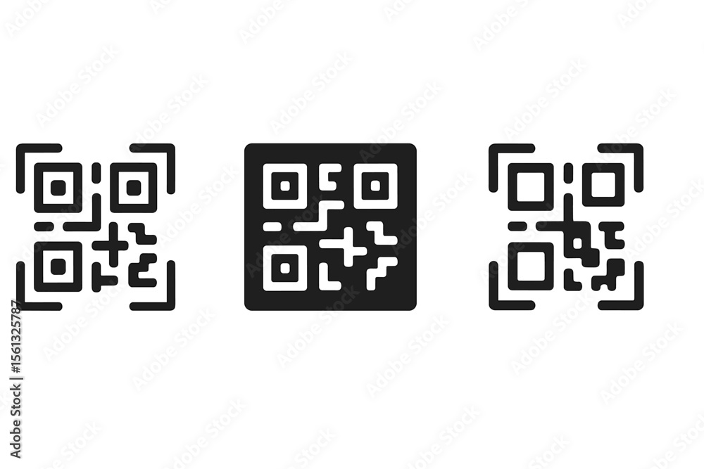 Poster minimalist qr code icon set vector illustration for digital design and user interface