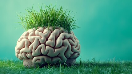 Brain Growth Nurturing Mental Wellness isolated on transparent background