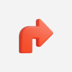 3d Realistic Turn Right Arrow icon vector Illustration