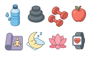 Wellness icon set vector illustration for health and fitness design