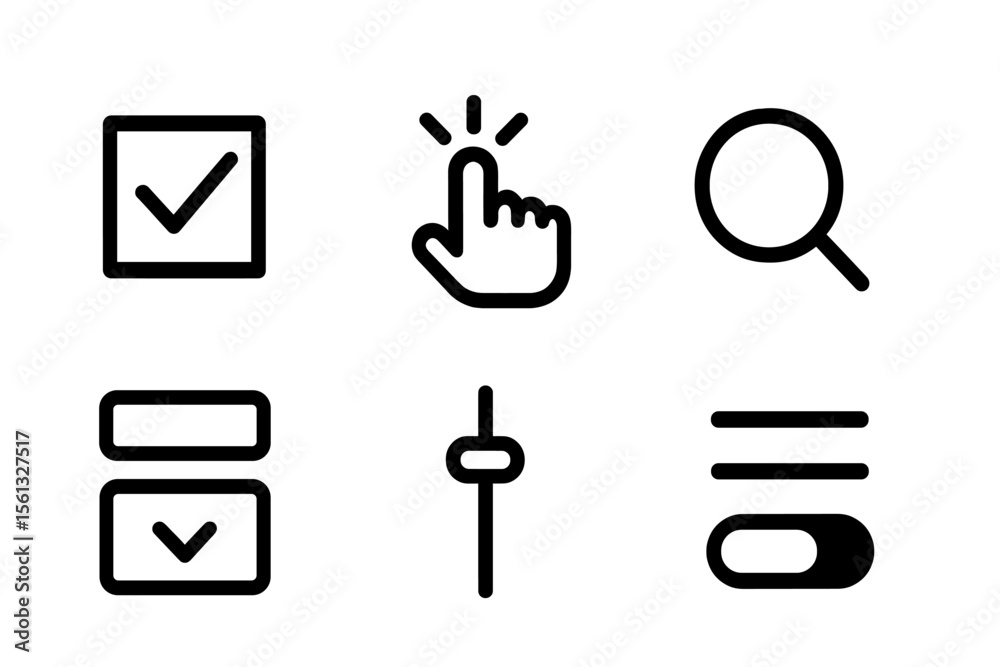 Poster ui ux icon grid vector illustration: simple design elements for apps and web interfaces