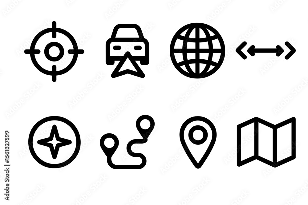 Poster simple location icons vector illustration for navigation and map design in grid layout