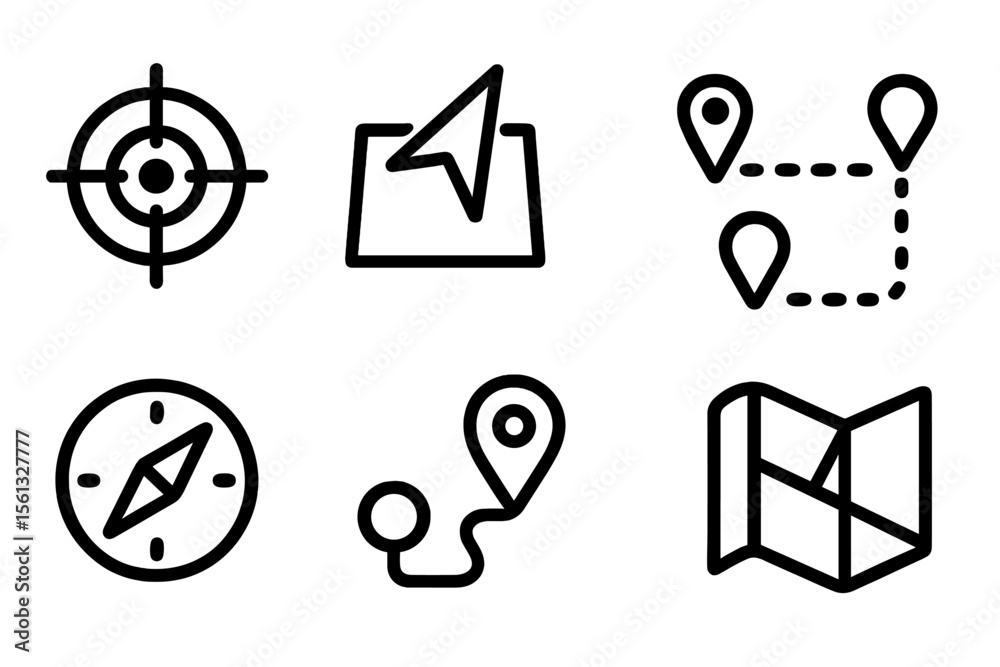 Poster simple map icons vector illustration in grid layout for navigation design