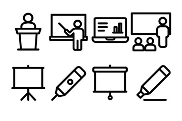 Simple teaching tools icons vector illustration for educational and presentation design