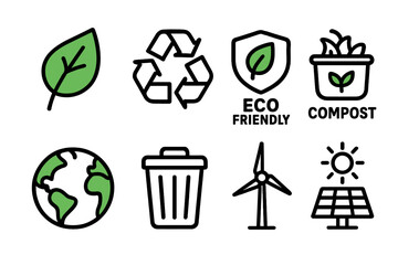 Eco friendly icon grid: vector illustration for sustainable design and environmental awareness