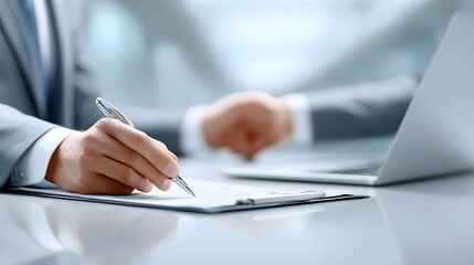 Fototapeta premium Financial advisor reviewing a retirement portfolio with a client, documentary photography style