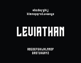 Modern, geometric typeface design displayed on a dark background.
