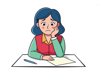 Exam Stress and Anxiety: Depiction of a student, conveying a moment of worry and apprehension during an exam or academic challenge.