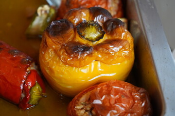 Gemista, a traditional dish of Crete, Greece - Greek cuisine, cretan gastronomy, mediterranean...