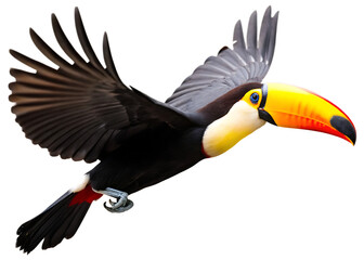 Toucan Flight Isolated White Background