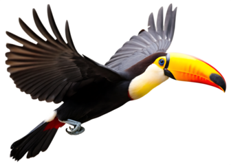 toucan in flight isolated on white background PNG ,ai generated