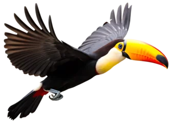 Fotobehang Toekan toucan in flight isolated on white background PNG ,ai generated  © rezia