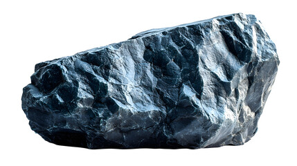 Obraz premium Photorealistic shot of a piece of black lava rock, showing rough, vesicular texture. Sharp focus. Strong directional lighting creating contrast, 