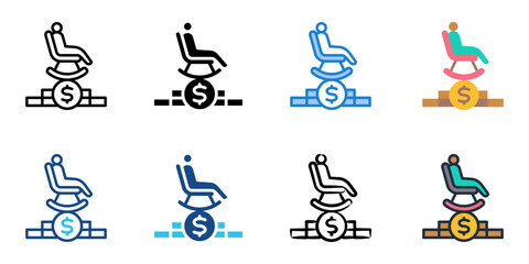 Retirement savings icon set multiple style collection 
