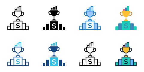 Financial success icon set multiple style collection 
