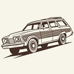 side view vector of a retro 1970s station wagon