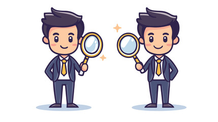 Businessman Figure with Magnifying Glass Line Search Concept