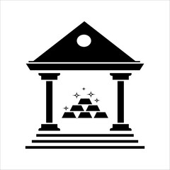 gold bank icon, realistic icon. Concept of gold transaction or business savings.