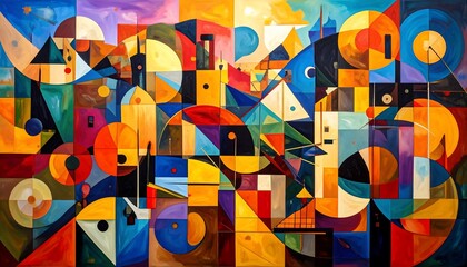 Abstract Cityscape: A Symphony of Shapes and Colors