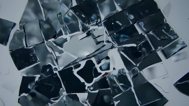 Glass shards in geometric pattern from overhead