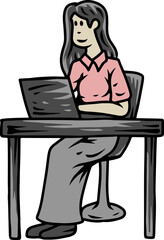 Woman Working on Laptop at Desk