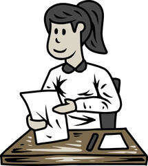 Woman Reviewing Documents at Desk