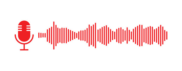 Sound wave icon. Music symbol. Microphone sound wave. podcast player interface Vector illustration. stock image.
