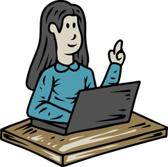 Woman Learning and Working on a Laptop