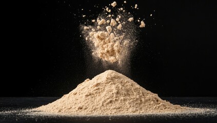 Light beige powder explodes from a pile (1)
