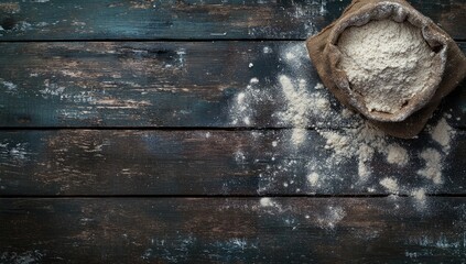 Flour sack on rustic wood