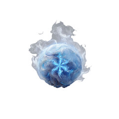 Fototapeta premium Mystical Frozen Orb Enveloped in Ethereal Smoke