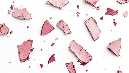 Crushed blush scattered on white