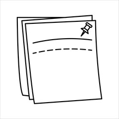 sticky note icon. Thin linear sticky note line icon isolated on black and white background. Sticky note line vector sign, symbol for web and mobile