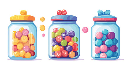 Colorful Candy Jars Flat Vector Illustration
