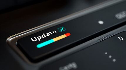 Software update installation progress bar indicator technology completion concept digital system application upgrade process symbolized by glowing checklist and dynamic loading
