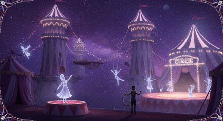 Enchanted Cosmic Circus A Fantasy Illustration © Yaqeen
