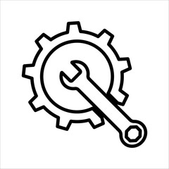 Wrench and gear icon in trendy flat design. Vector illustration