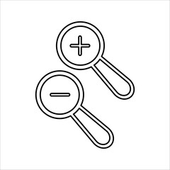 Zoom in and Zoom out magnifying glass icon vector