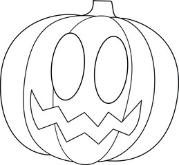 Halloween pumpkin illustration, outline, vector, silhouette, coloring page on white background