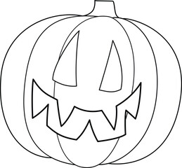 Halloween pumpkin illustration, outline, vector, silhouette, coloring page on white background