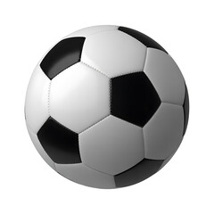 Classic black and white soccer ball with detailed stitching isolated on transparent background
