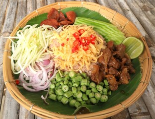 Thai fried rice with shrimp paste. Thai fried rice with fermented shrimp paste