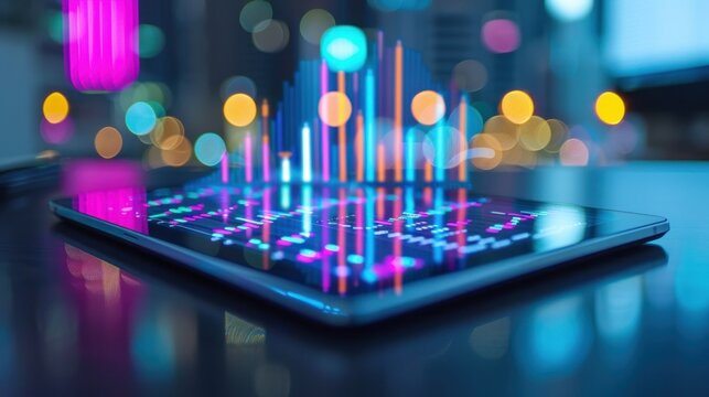 Word strategy highlighted on a digital tablet with data analytics