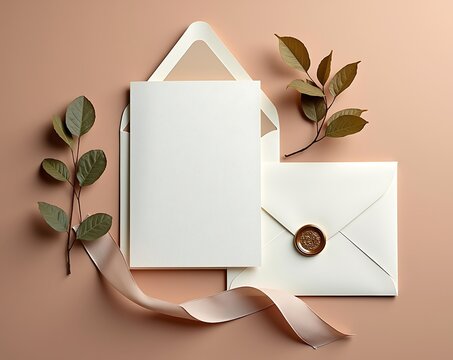 Elegant wedding invitation stationery mockup template design layout