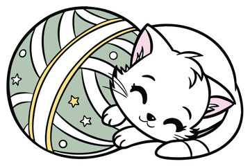 Adorable sleeping kitten in soft pastel colors perfect for banners and advertisements