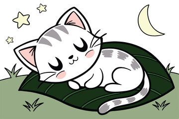 Adorable sleeping kitten in soft pastel colors perfect for banners and advertisements