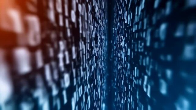 futuristic binary code stream with digital data, virtual space and technology motion background, ideal for digital and modern presentations